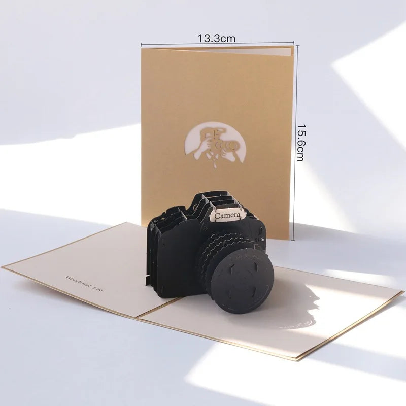 Camera Creative Art Retro Teacher's Day Greeting Card 3D Pop-Up Stereo Graduation Postcard Gift Birthday Thanksgiving Postcard Qme