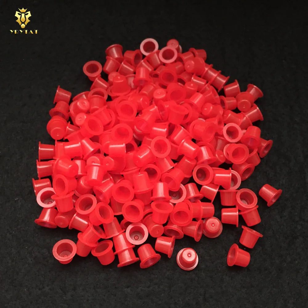 1000pcs 8mm Small Size Tattoo Ink Cups Caps Permanent Makeup Pigment Cups Caps Supply YIC9-1000# Qme Red