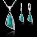 Promotion 925 Sterling Silver Color Jewelry Set Geometric Austrian Crystal Rhinestone Necklace Earring Women Wedding Engagment Qme Default Title