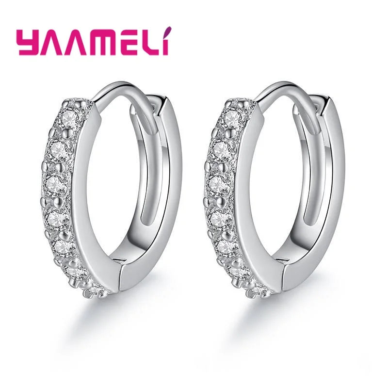 Earrings for Women Girls Simple Crystal Loop Hoop 925 Sterling Silver Stamped Jewelry Hot Sale Wedding Engagement Accessory Qme