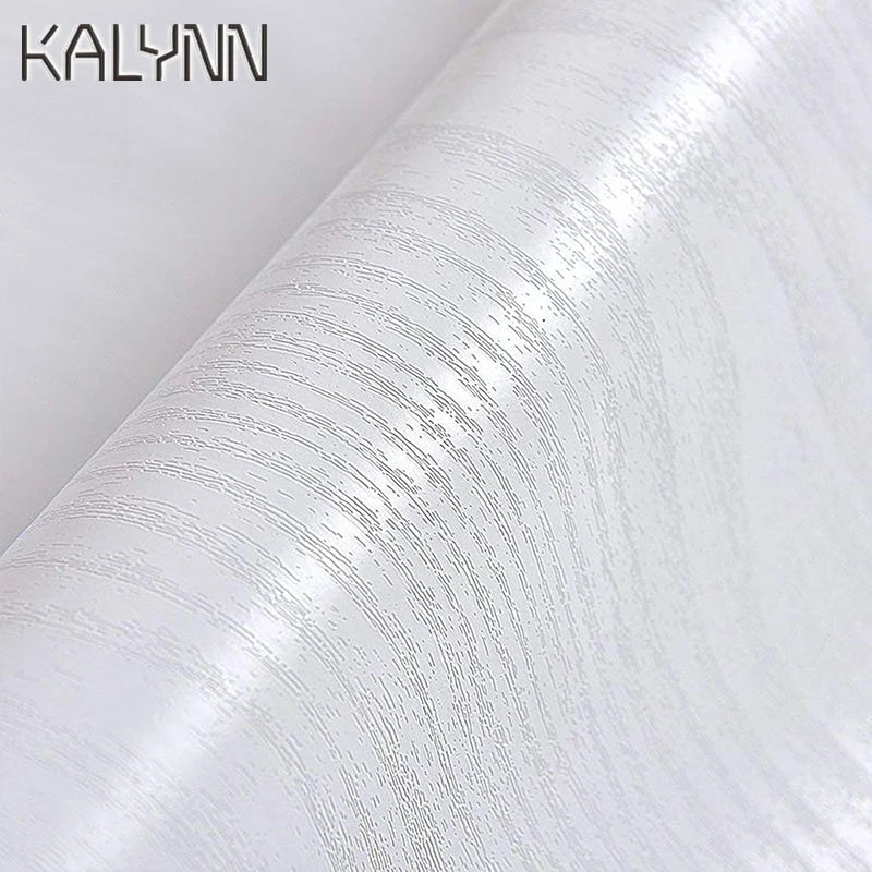 White Wood Self-adhesive Wallpaper Kitchen Cabinet Locker Vinyl Liner Qme