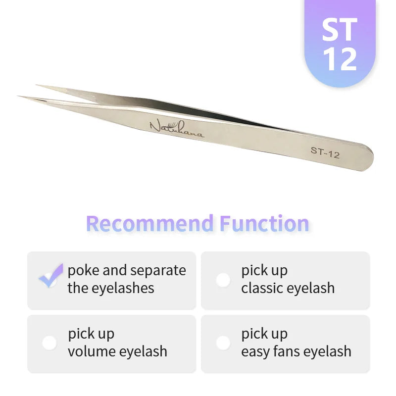 NATUHANA Anti-static Straight Eyelash Extension Tweezers Industrial Qme ST-12