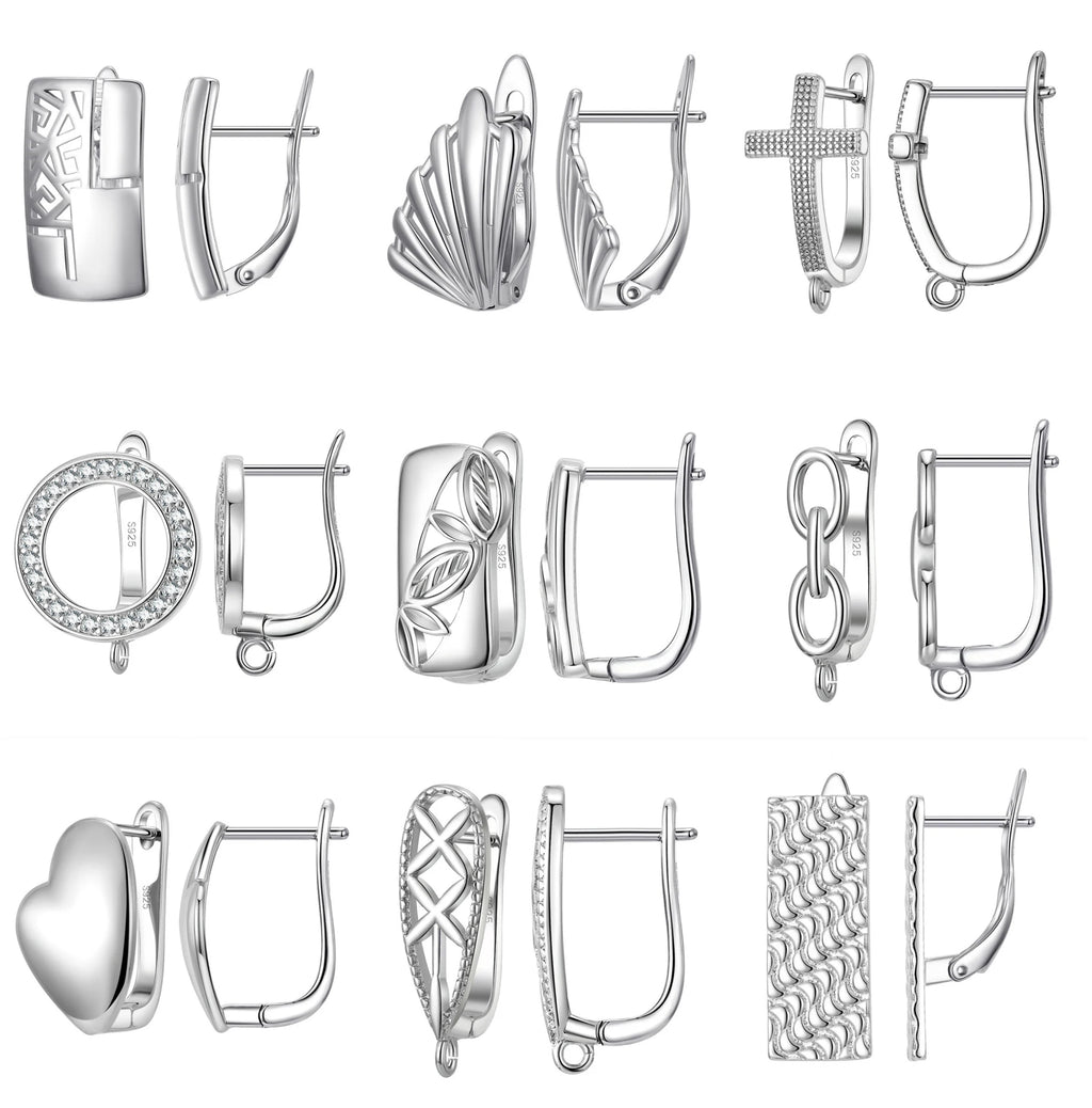Real 100% 925 Sterling Silver Color Zircon Findings Earrings Leverback Earwire Fittings Components Accessories Handmade Supplies Qme