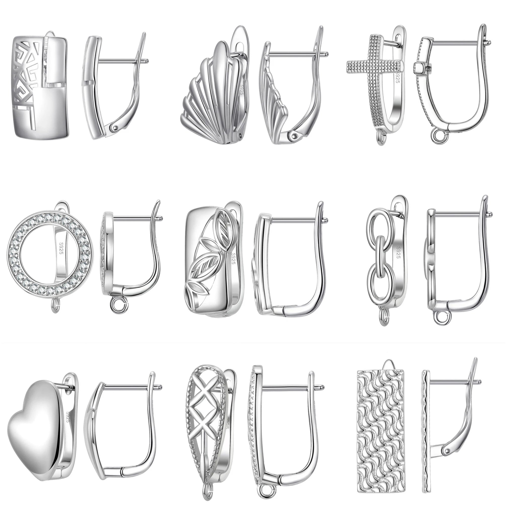 Real 100% 925 Sterling Silver Color Zircon Findings Earrings Leverback Earwire Fittings Components Accessories Handmade Supplies Qme