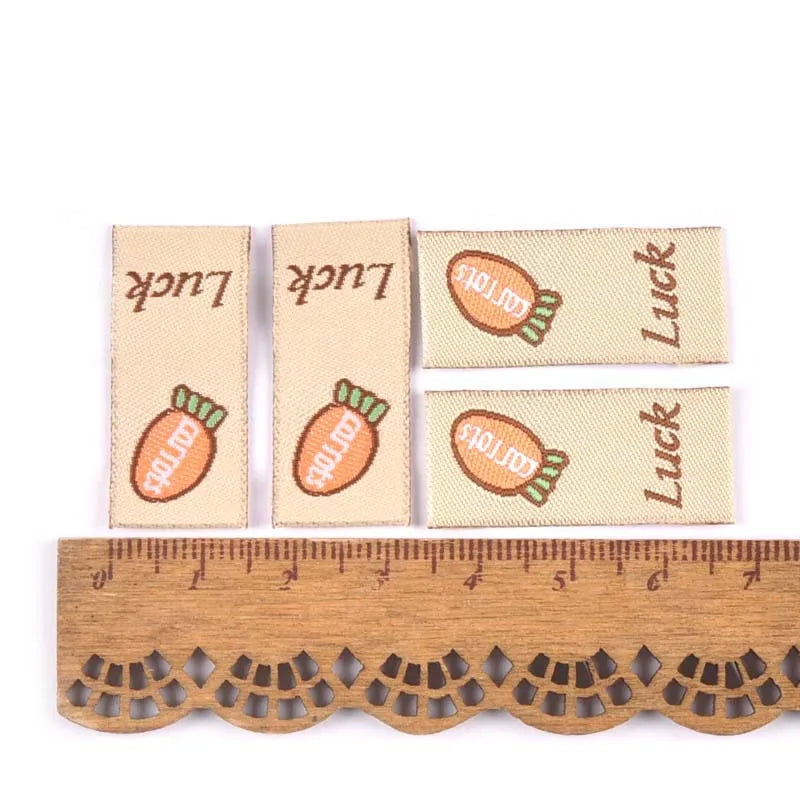 50Pcs Brown Cartoon Rabbit/Carrot Embroidery Labels For Sewing Accessories Care Bags Clothes Handmade Crafts Washable Tag c2890 Qme 4