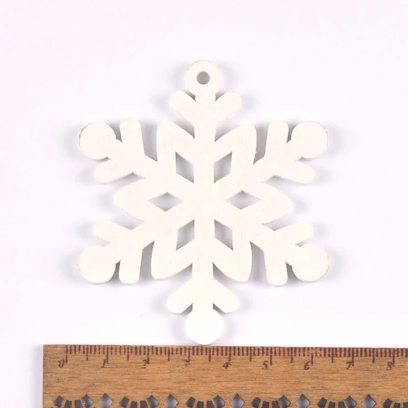 5pcs+1m hemp rope Christmas Tree Ornament Wooden Hanging Pendants White angels/stars/snowflakes Christmas Decorations for Home Qme 16