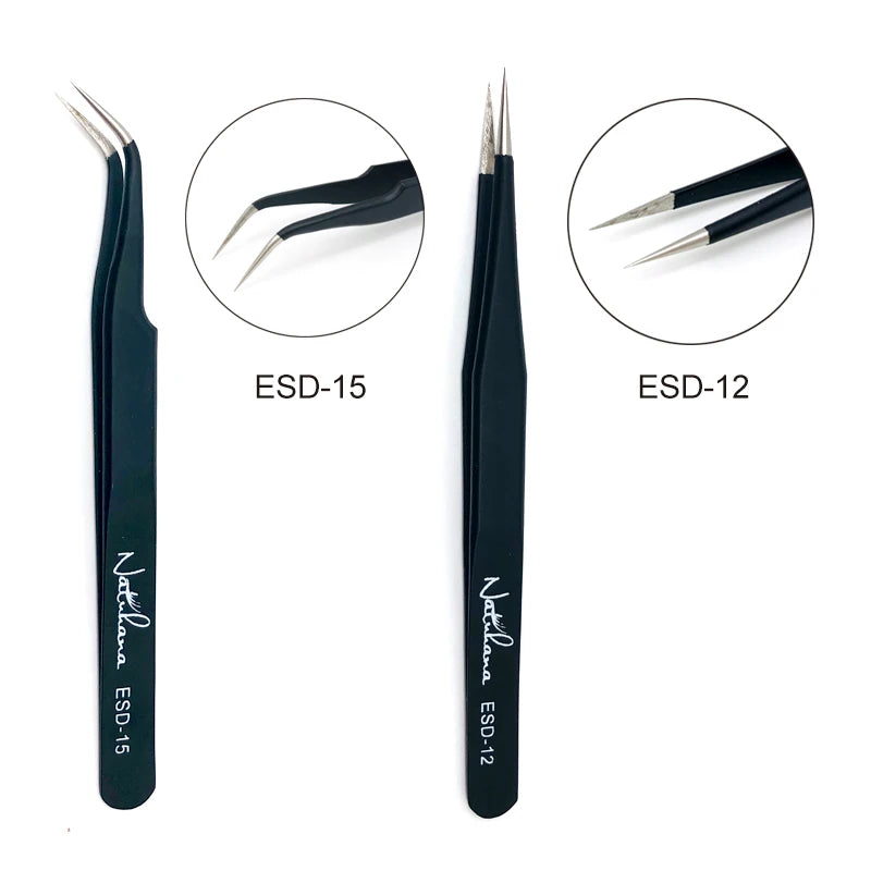 NATUHANA Anti-static Straight Eyelash Extension Tweezers Industrial Qme