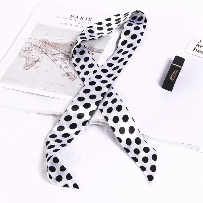 Print Flower Small Scarf Women Handle Bag Ribbons Fashion Head Long