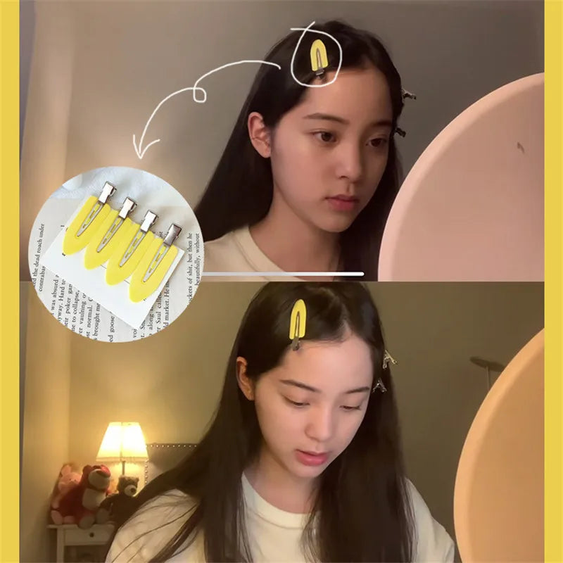 4/2pcs No Bend Seamless Hair Clips Side Bangs Fix Fringe Barrette Makeup Washing Face Accessories Women Girls Styling Hairpins Qme
