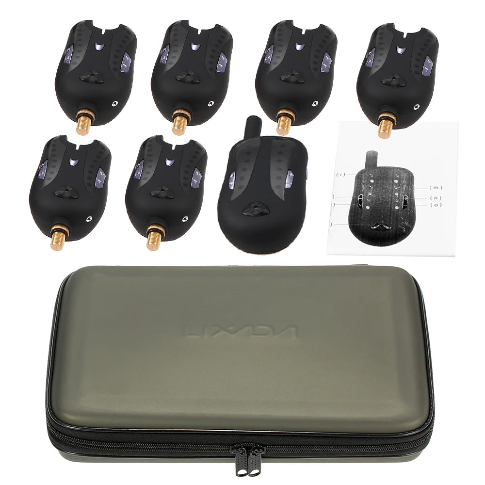 Lixada Wireless Fishing Alarm Fishing Bite Alarms Set Digital Fishing Receiver Sound Alert Kit Led Indicator with Case Pesca Qme JY-17-6
