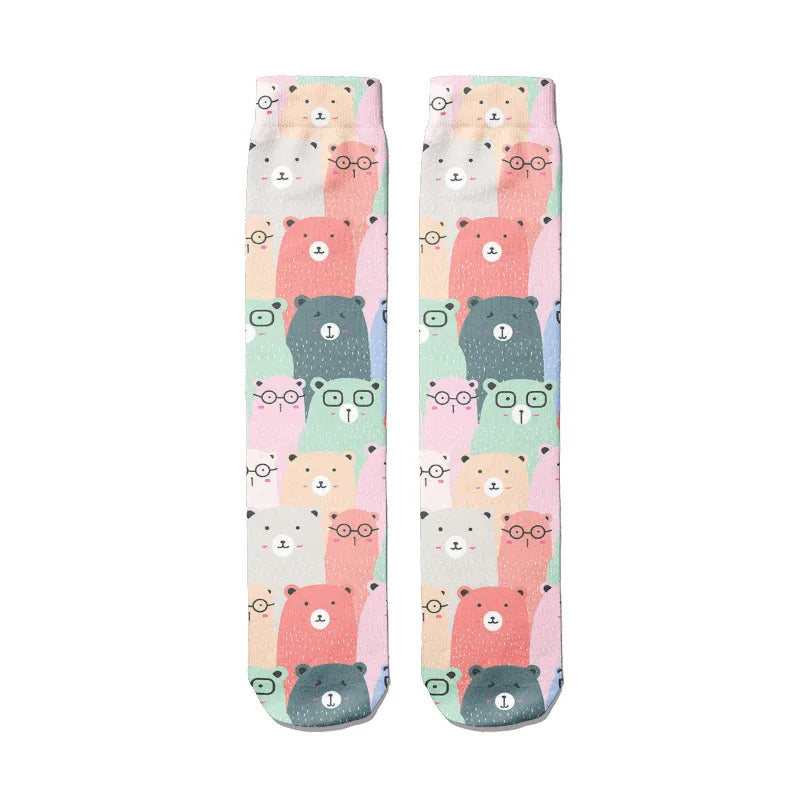 Funny Harajuku 3D Printing Cute Cartoon Panda Socks Men Women's Qme style16