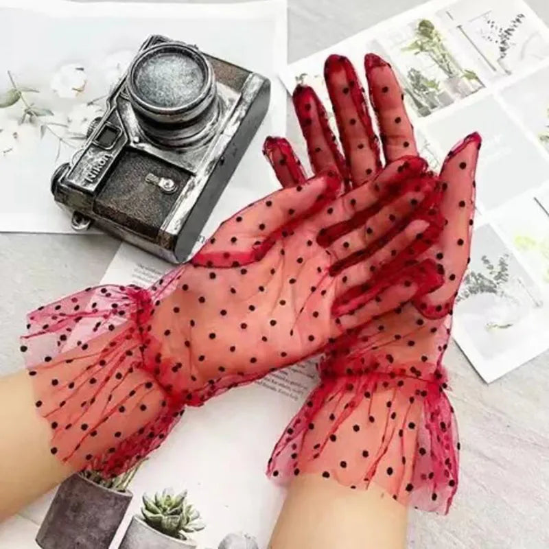 1 Pair Lace Gloves Fashion Autumn Summer Women Short Tulle Stretchy Qme A-5 One Size