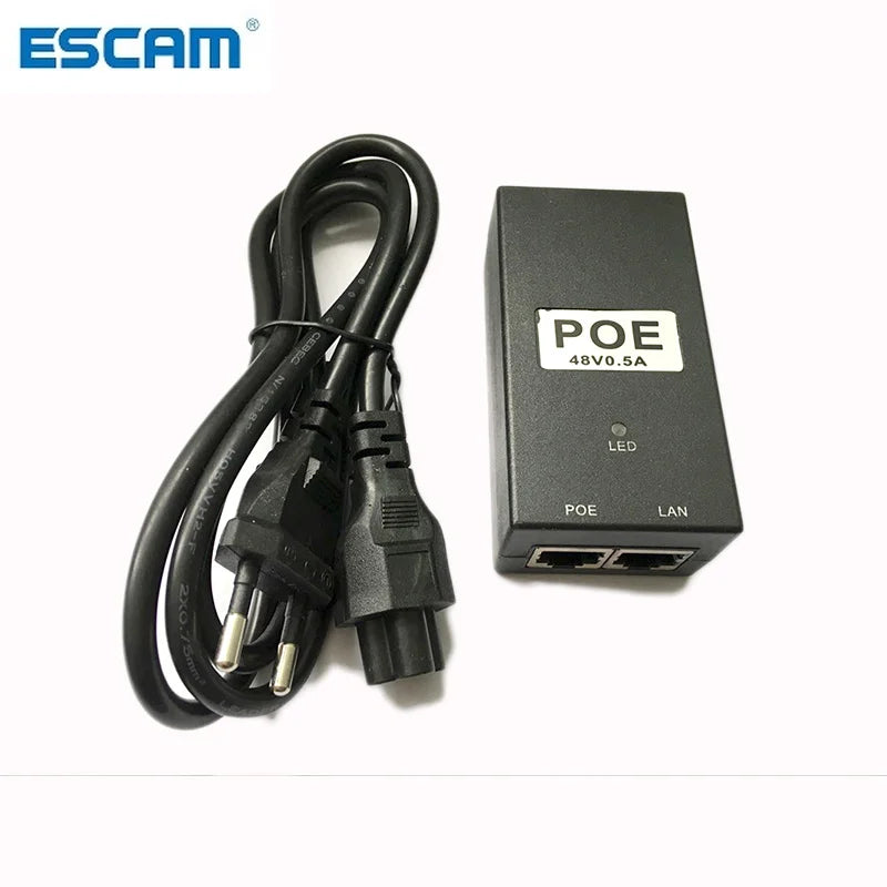 ESCAM CCTV Security 48V0.5A 15.4W POE adapter POE Injector Ethernet power for POE IP Camera Phone PoE Power Supply Qme US Plug CN