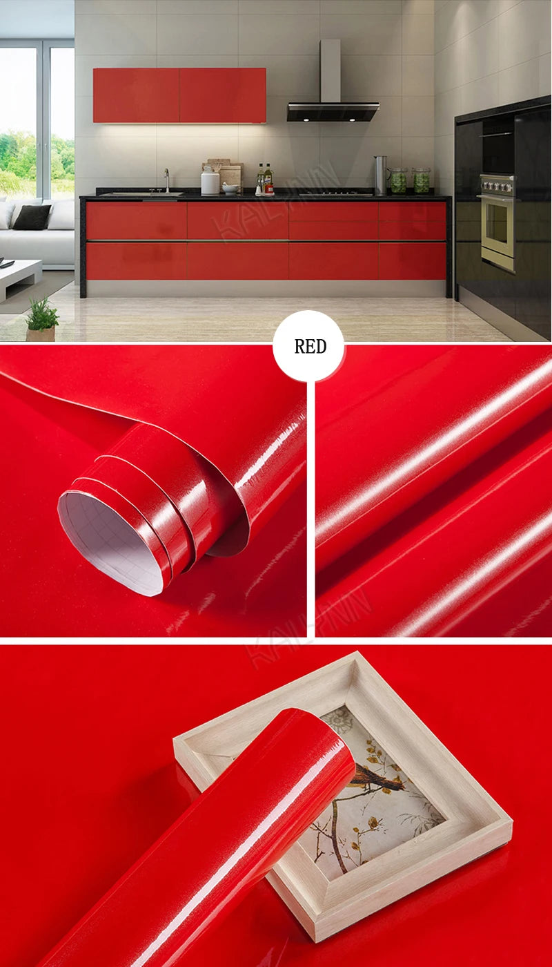 DIY Decorative Film PVC Self Adhesive Wall Paper Furniture Renovation Qme Red 10mx40cm