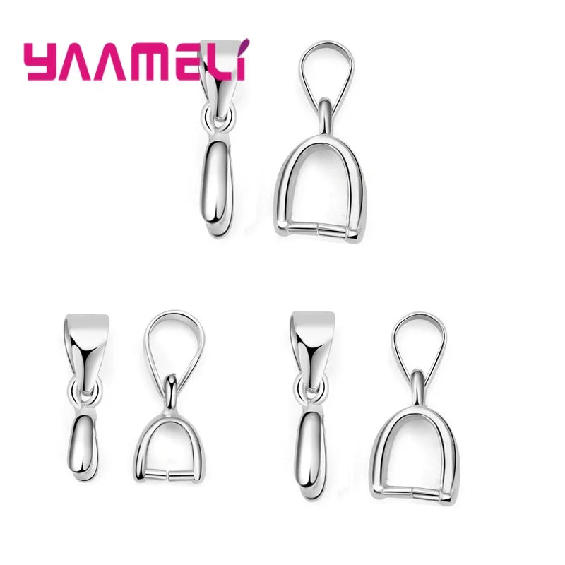 925 Sterling Silver Color DIY Handmade Jewelry Findings Pendant Pinch Bail Clasp Necklace Hook Clip Connector Fashion Accessory Qme