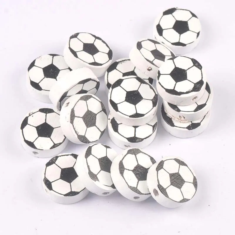 30Pcs Football Oblate Circle Wood Spacer Beads Craft Supplies For DIY Jewelry Making Pacifier Clip Handmade Accessories m2244 Qme