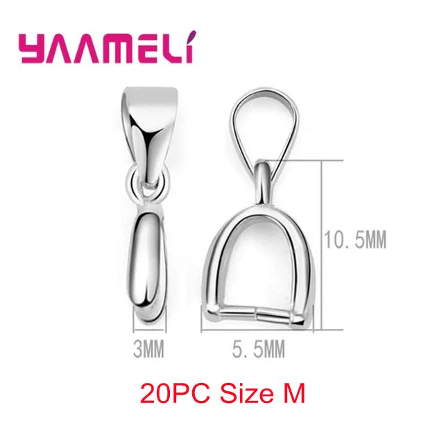 925 Sterling Silver Color DIY Handmade Jewelry Findings Pendant Pinch Bail Clasp Necklace Hook Clip Connector Fashion Accessory Qme 20PCS Medium