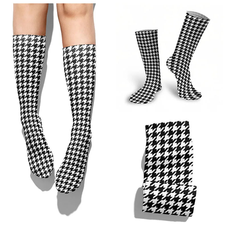 Fashion 3d Thousand Birds Pattern Socks Lattice Print Kawaii Cute Men Qme