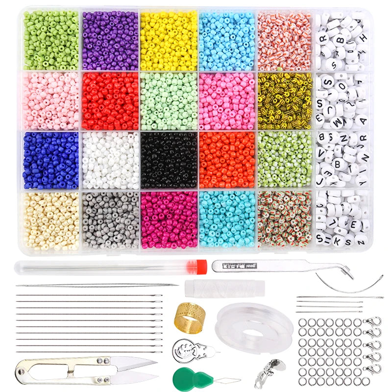 20000pcs Jewelry Making Kit Seed Beads Set 2mm Glass Beads Set Bracelets Necklace Ring Making Seedbeads Kit For DIY Art Craft Qme 9