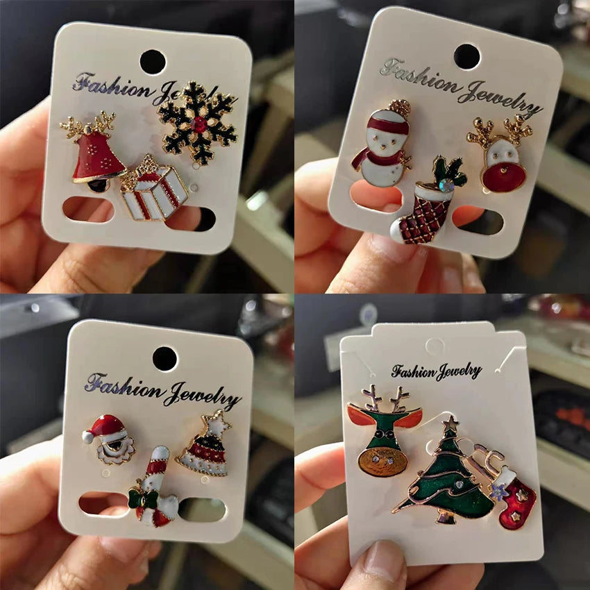 3pcs/set Merry Christmas Custom Brooches Christmas Socks Christmas Tree Elk Enamel Badge Brooch Women Fashion Party Jewelry Gift Qme