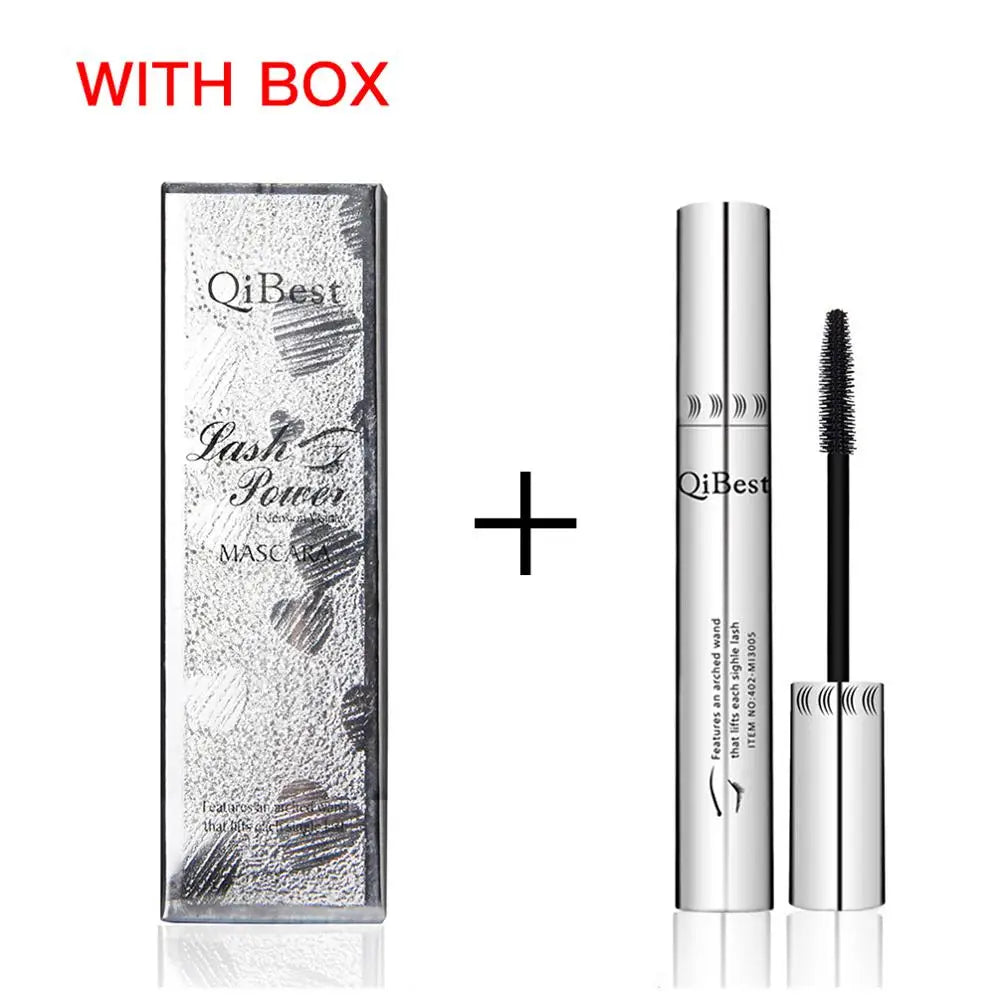 QIBEST Waterproof Mascara Black Eye Makeup Rimmel 4D Eyelash Cosmetics Curling Thick Mascara Eyelashes Silk Fiber Volume Mascara Qme Q2504-with box China Mainland