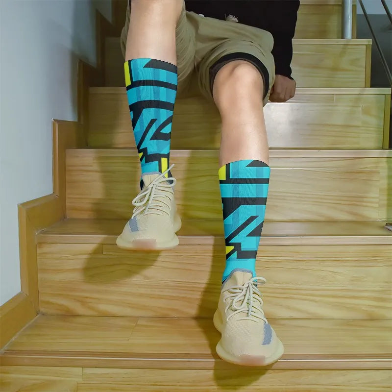 3D Graffiti Harajuku Hip Hop Thigh Socks Colorful Happy Funny Qme