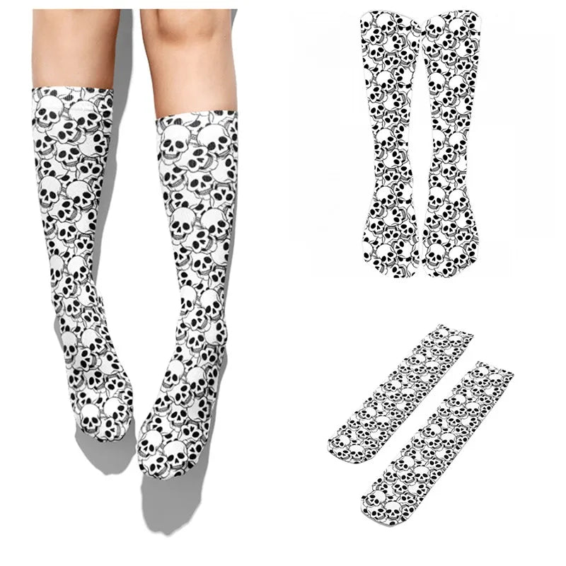 Funny Harajuku Cartoon Skull Socks Cotton Men Women's Colorful Sports Qme