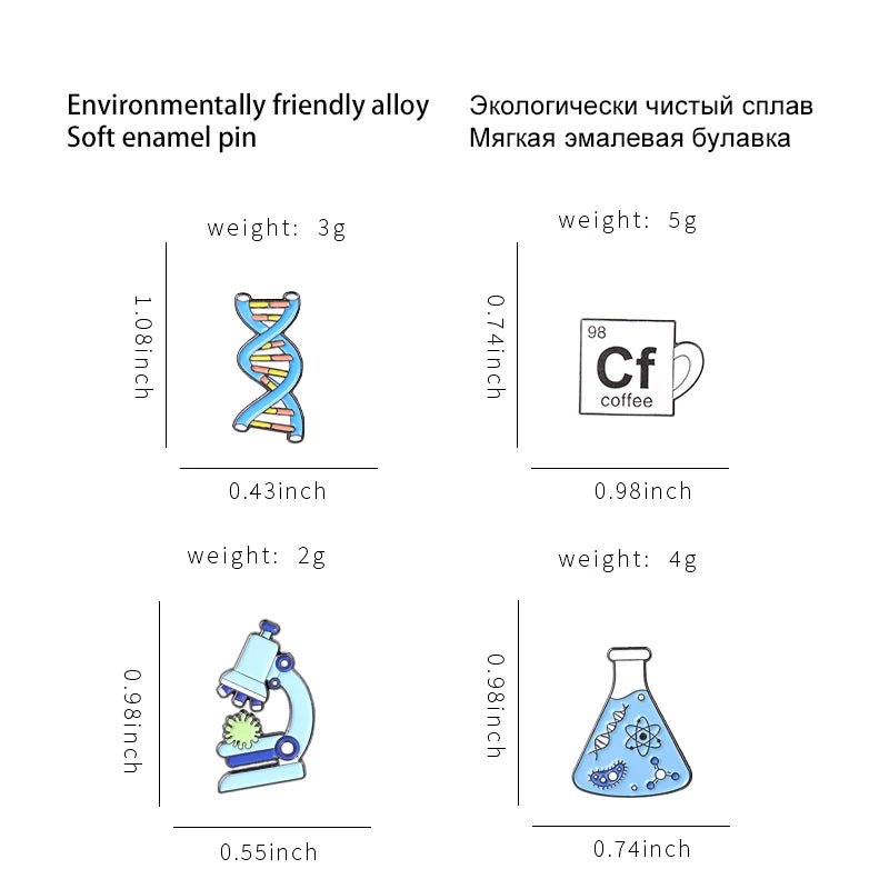 Custom Microscope Enamel Pin Flask DNA Coffee Cup Brooch Badge for Backpack Hat Bags Accessories Scientist Science Teacher Gift Qme