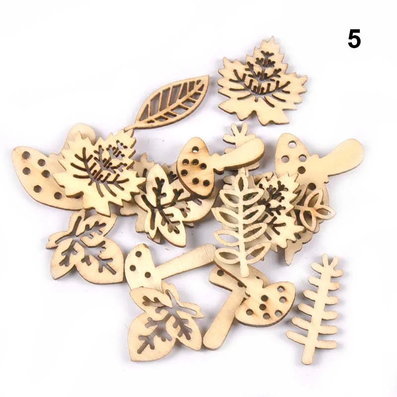 50Pcs Mix Pattern Wood Slices DIY Scrapbook Crafts Supplies Unfinished Wooden Home Decorations Handmade Ornament 25-30mm m2204 Qme 5