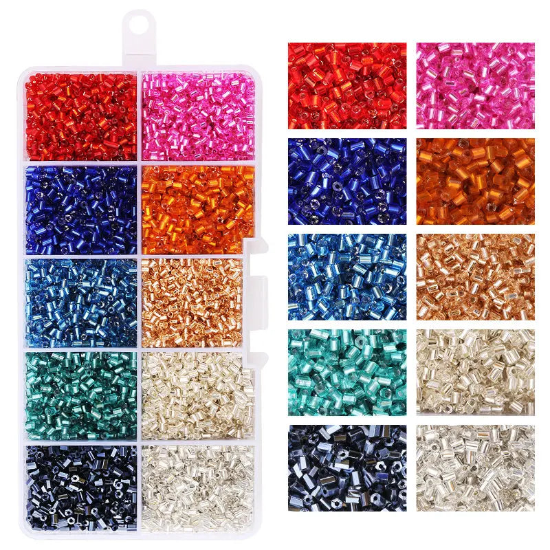 2mm Hexagon Shape Glass Tube beads Set Seed Beads Kits Charm Czech beads Bracelet Necklace DIY Jewelry Making Accessories Qme 10 colors-2
