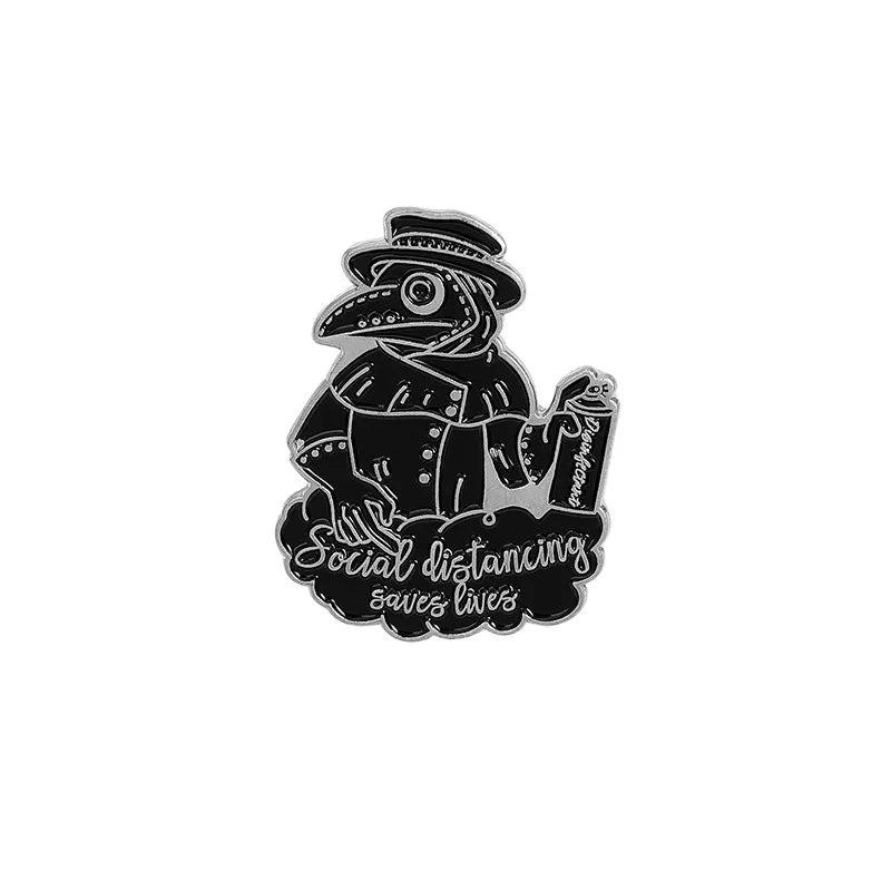 Punk Plague Doctor Enamel Lapel Pins Gothic Brooches Badges Black Death Fashion Pins Gifts for Nurse Friends Jewelry Wholesale Qme 16