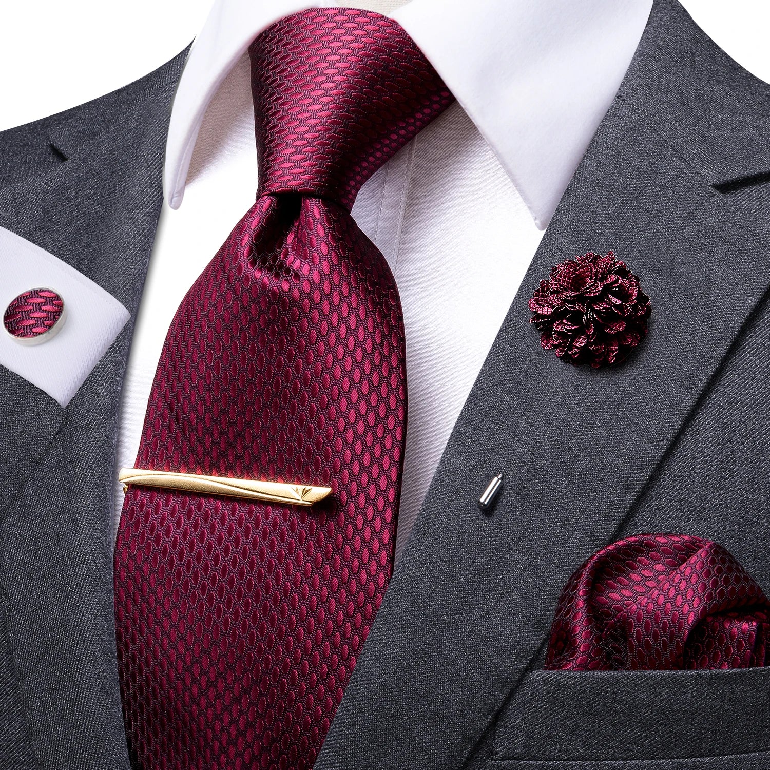 Yellow Brown Paisley Tie Men Men's Clip Luxury Necktie Hanky Qme N-1464-XH-140-LJ-403