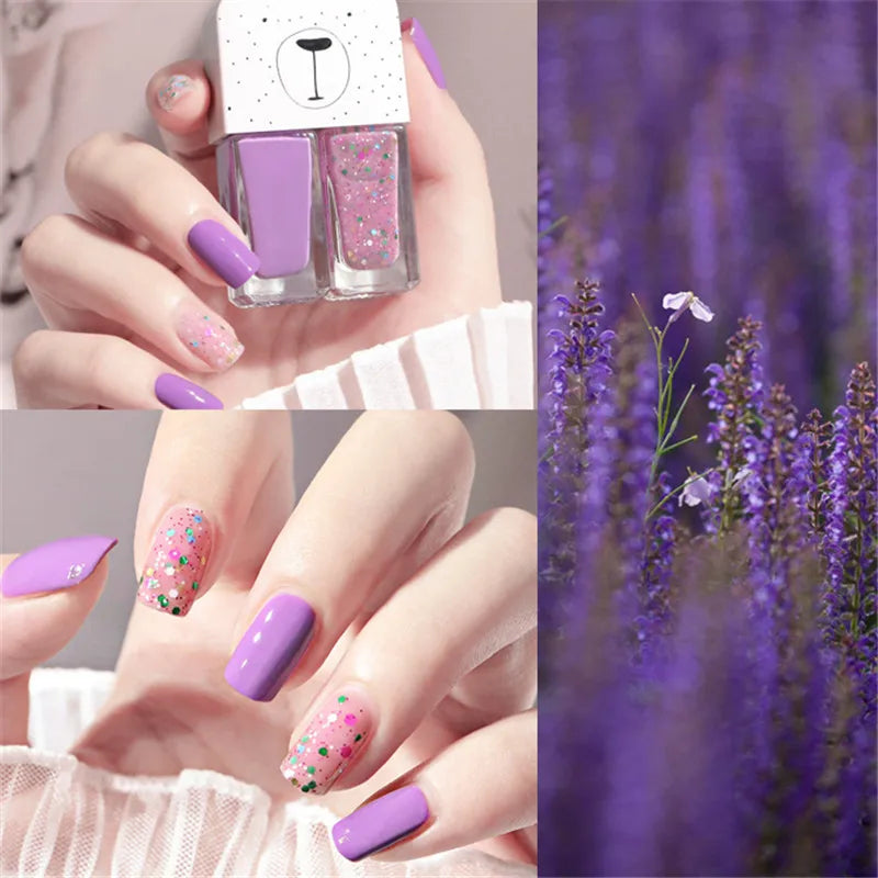 New 2 In 1 Candy Color Nail Polish Manicure Water-based Bright Scrub No Bake No Peeling Quick Dry Waterproof Lasting Nail Polish Qme