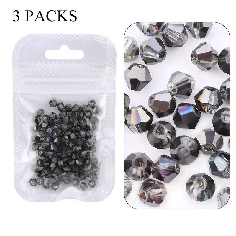 4mm Shiny AB color Crystal Bicone Beads Glass Jewelry Beads Loose Spacer Beads earring bracelet making Jewelry Accessories DIY Qme 3