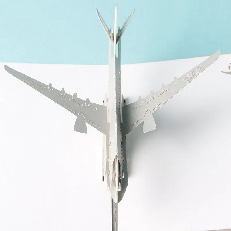 Train Aircraft Sailboat 3D Pop-Up Graduation Creative Greeting Card Production Vintage Postcard Gift Boy's Birthday Thanksgiving Qme