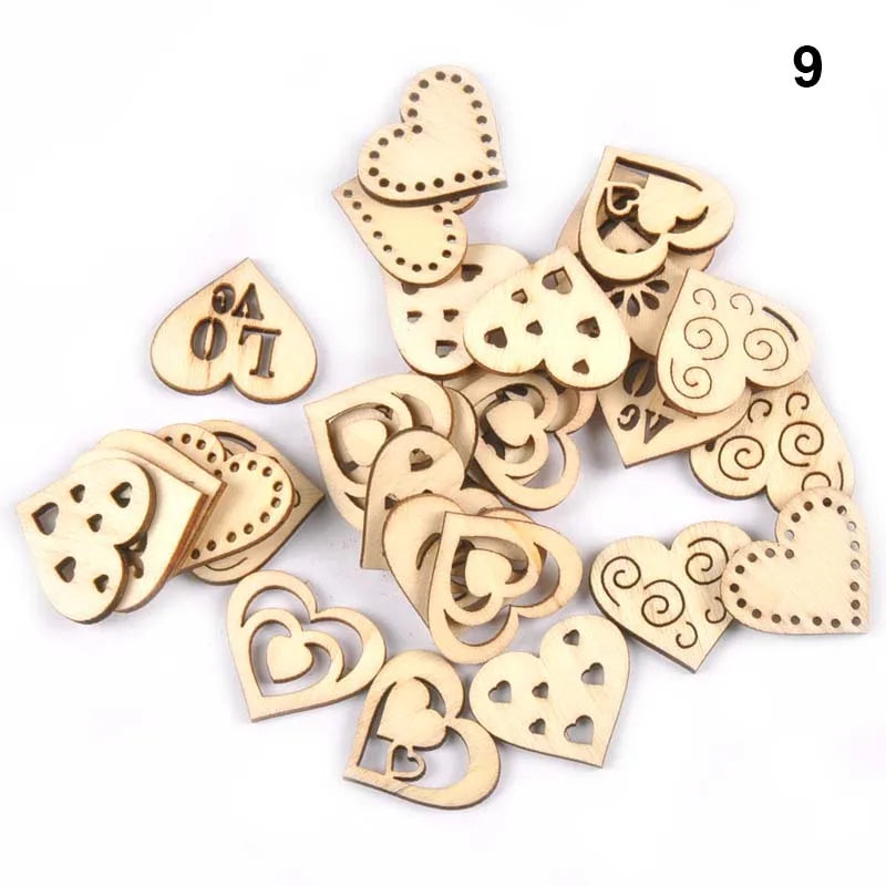 50Pcs Mix Pattern Wood Slices DIY Scrapbook Crafts Supplies Unfinished Wooden Home Decorations Handmade Ornament 25-30mm m2204 Qme 9