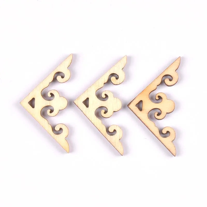 20pcs Wooden Ornament Book Corner Protector DIY Crafts Home Decoration Box Book Scrapbook Album Corner Wood Slices 27x27mm m1903 Qme m1903-4