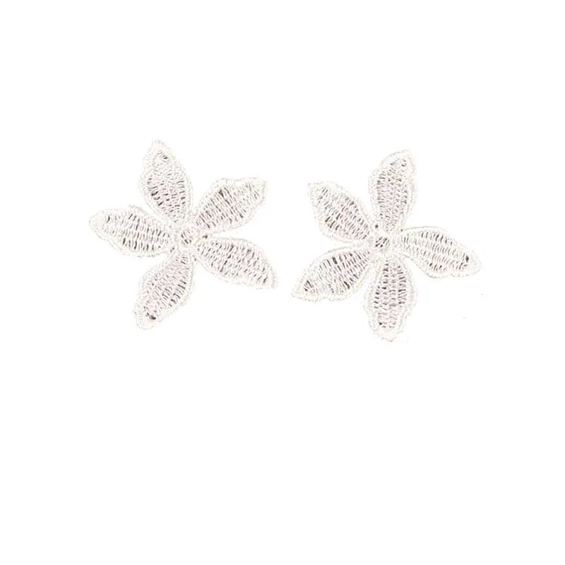 50Pcs/lot Flower White Lace Fabric Patches Mesh Trim For Sewing Decoration Garment Sew On Ribbon Applique Accessories 40mm c1142 Qme