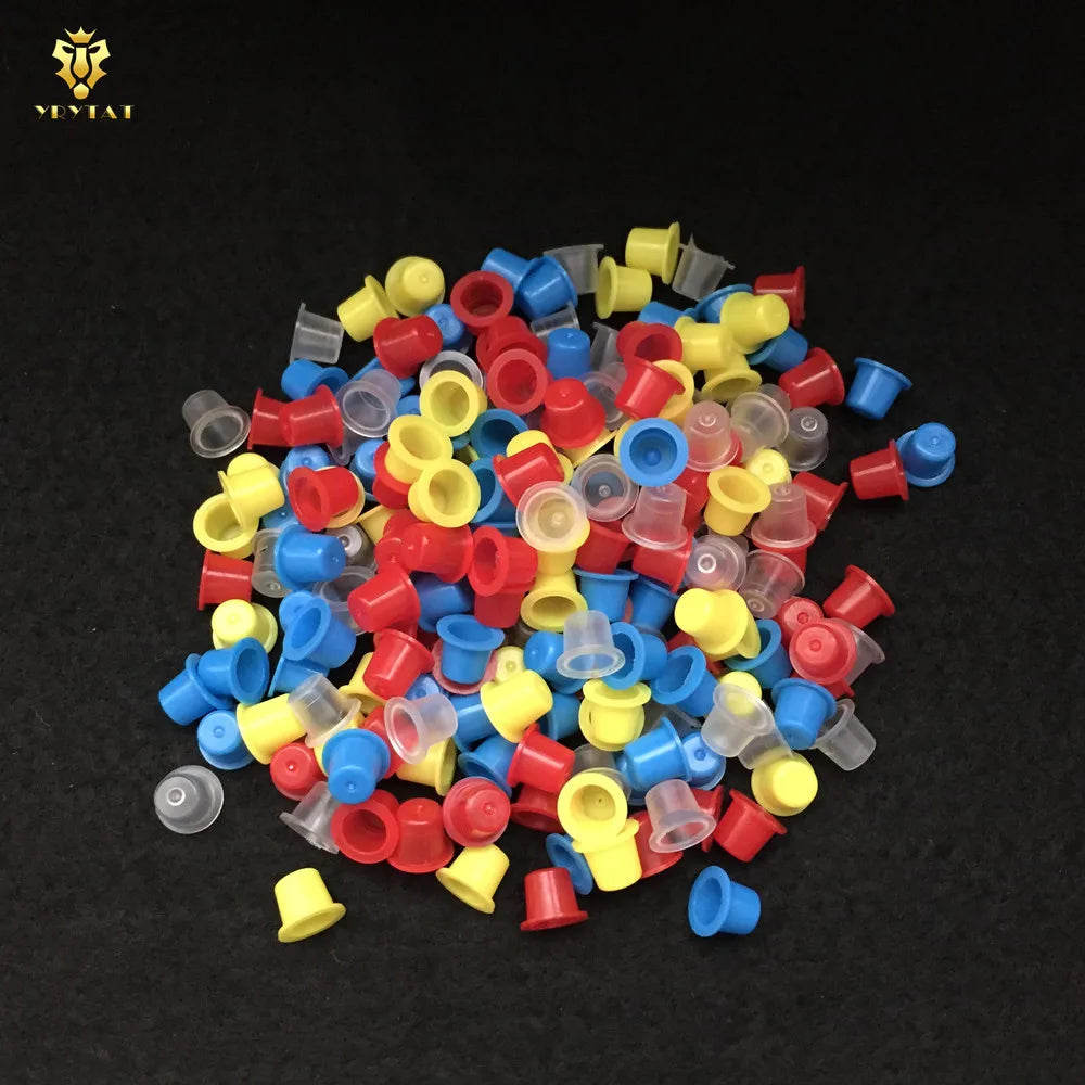 1000pcs 8mm Small Size Tattoo Ink Cups Caps Permanent Makeup Pigment Cups Caps Supply YIC9-1000# Qme Mix Colors