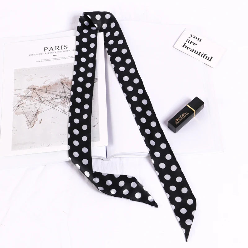 Print Flower Small Scarf Women Handle Bag Ribbons Fashion Head Long Qme
