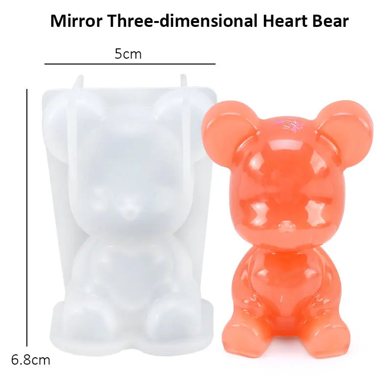 Stereoscopic Animal Resin Molds Silicone Bear Casting Molds Epoxy Resin Mold for Keychains DIY Handmade Resin Jewelry Supplies Qme Bear 3
