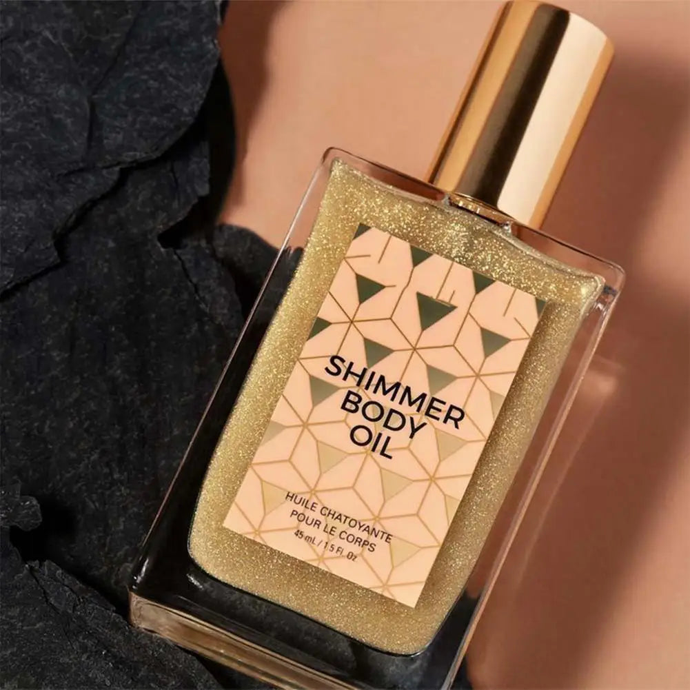 Liquid High Gloss Body Oil Face Body High Gloss Waterproof Shimmer Body Leg Clavicle Diamond Facial Highlighter Makeup 45ML Qme
