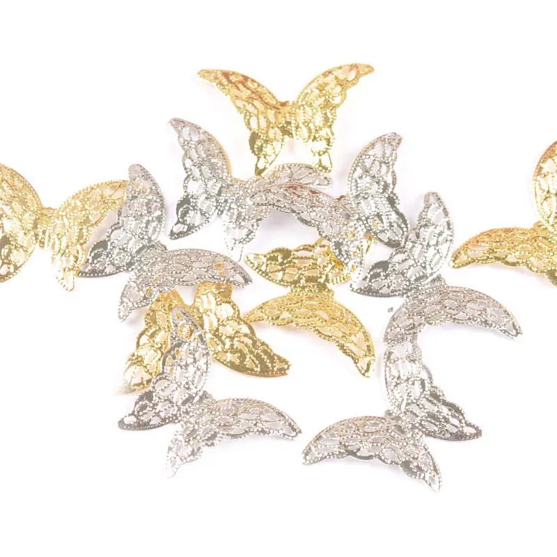 20pcs 26.5x37mm Butterfly Connectors Flower Filigree Wraps For DIY Jewelry Findings Scrapbook Metal Crafts Home Decor yk0785 Qme