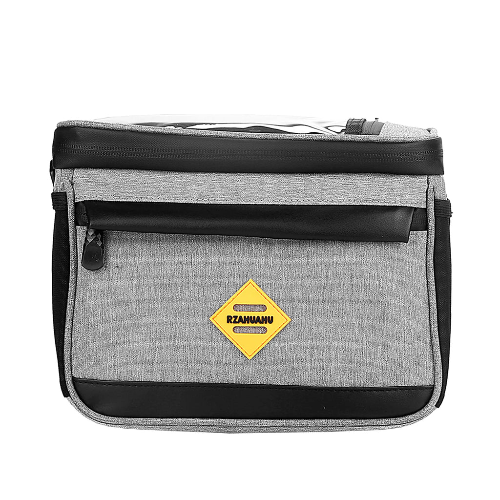 Cycle Insulated Bike Cooler Bag Water Resistant Bike Handlebar Bag Bike Basket Front Bag Pannier with Bike Phone Mount Qme GRAY