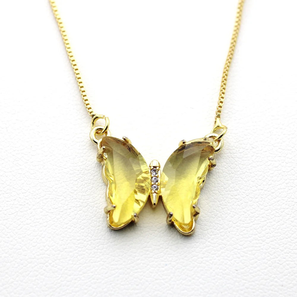 New AA Cubic Zircon Elegant Limited Jewelry Crystal Butterfly Double Sided Necklace Ladies Simple Style Jewelry Gift Qme 10