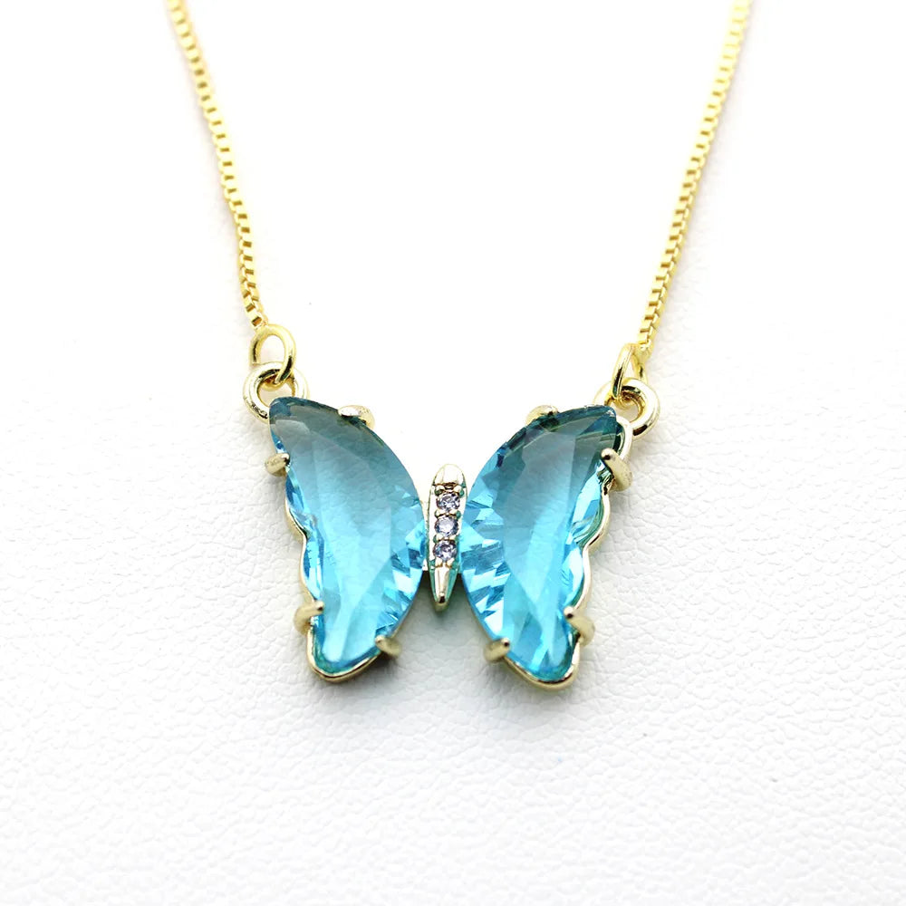 New AA Cubic Zircon Elegant Limited Jewelry Crystal Butterfly Double Sided Necklace Ladies Simple Style Jewelry Gift Qme 16