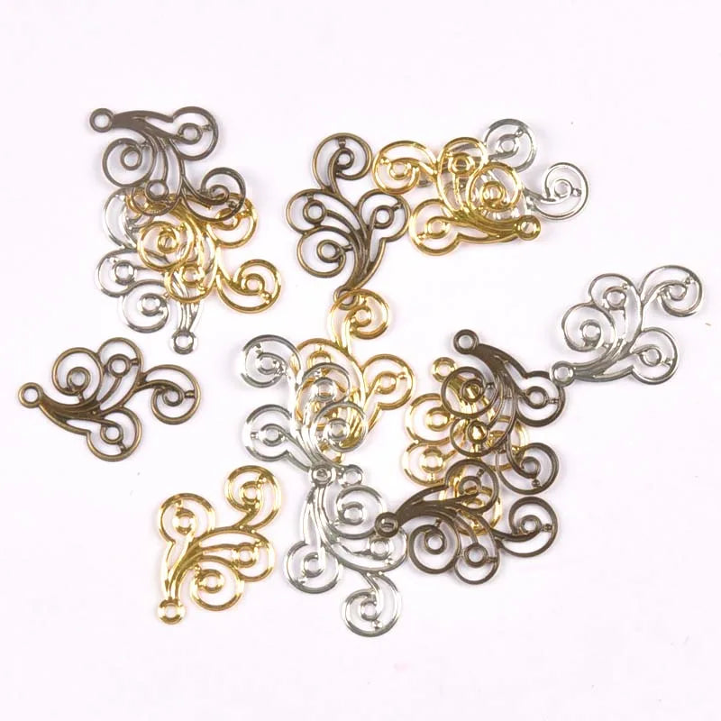 30Pcs Mixed Metal Crafts Connectors Flower Filigree Wraps For DIY Scrapbook Home Decor Embellishments Handicraft 31x21mm yk0773 Qme