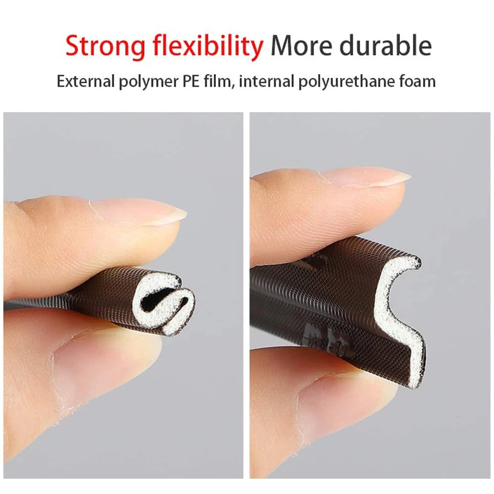 4M Window Draft Stopper Self Adhesive Insulation Seal Strip Cuttable Dustproof Door Side Weather Stripping Soundproof Foam Qme