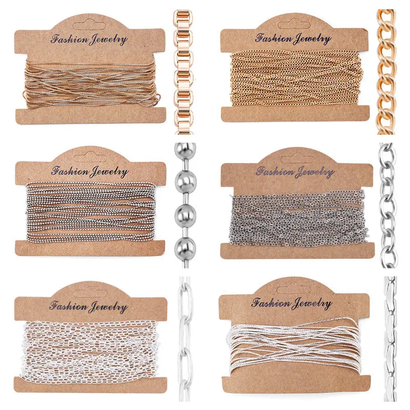 6 Types Jewelry Making Chains Plated Silver Gold Copper Cable Link Chains For DIY Jewelry Necklace Bracelet Crafts 5 Meters Qme
