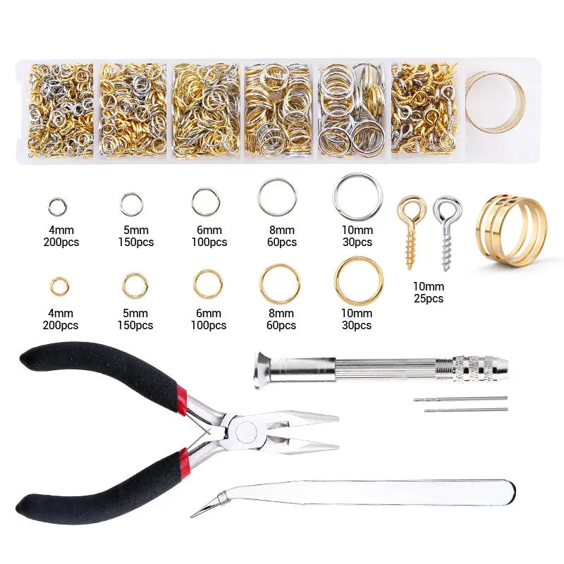 Jewelry Making Supplies Kit with Jewelry Tools Open Jump Rings Lobster Clasps Crimp Beads Screw Head Pins Eye Pins Earing Hooks Qme 5